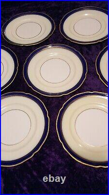 Rosenthal Cobalt & Gold Regent Pattern Scalloped Dinner Plates Set Of 7 Nice