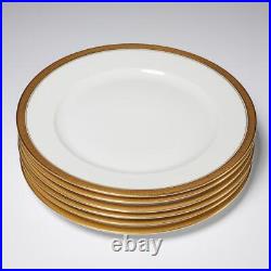 Rosenthal Duchess Continental Gold Encrusted Shell Fan Rim Dinner Plates 6pc C