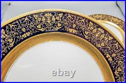Rosenthal Dynasty Aida Cobalt Blue Gold Dinner Plates Set of 12 10 7/8 Dia