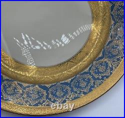 Rosenthal Ivory Ovington's 10.5 Heavy Gold Gilt Blue Dinner Plates Set/9 VGUC