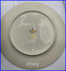 Rosenthal Ivory Ovington's 10.5 Heavy Gold Gilt Blue Dinner Plates Set/9 VGUC