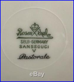 Rosenthal PASTORALE SANSSOUCI IVORY ROSE & GOLD 10-1/2 DINNER PLATES Set of 10