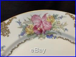 Rosenthal Winifred 824 Dinner Plates 10 3/4D Set of 12 Pink Orchids Gold Scroll