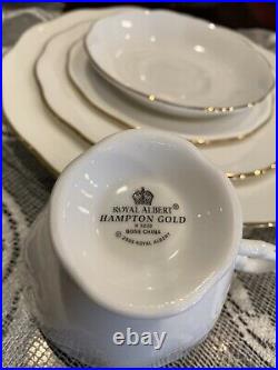 Royal Albert Hampton gold 76 pieces brand new Dinner Set For 10 in boxes