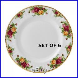 Royal Albert Old Country Roses Set of 6 x 10.5 Dinner Plates Made in UK