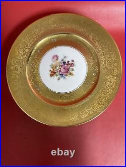 Royal Bavarian Hutschenreuther Gold and Floral Dinner Plate Set of 6