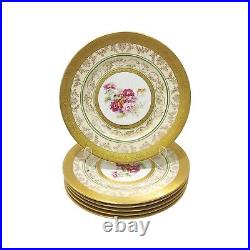 Royal Bavarian Hutschenreuther Gold and Floral Dinner Plate Set of 6