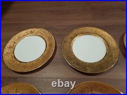 Royal Bavarian Hutschenreuther Selb 22k Gold Peacock pattern China 8pc 10 3/4