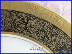 Royal Bavarian Hutschenreuther Selb Set Of 6 Dinner Plate Black Gold Encrusted