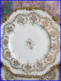 Royal Cauldon England Kings Plate Set Of 6 Porcelain Dinner Plate Gold Grape