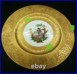Royal Cauldon Gold Encrusted Dinner Plates Courting Couple 2 Designs Lot of 3
