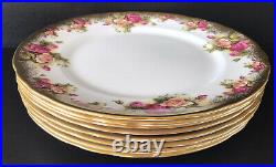 Royal Chelsea Golden Rose (8) Dinner Plates 10 1/2 Bone China Gold Gilt England