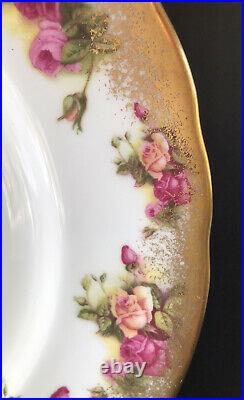 Royal Chelsea Golden Rose (8) Dinner Plates 10 1/2 Bone China Gold Gilt England