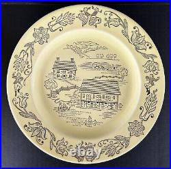 Royal China Bucks County Yellow Dinner Plates 10 Set Of 7 Amish Farm Scene