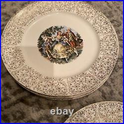 Royal China Inc. Warranted 22K Gold Colonial Dinner Plates And Bowl Set