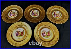 Royal China Warranted 22 KT Gold (set of 5) Dinner Plates #1