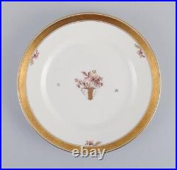 Royal Copenhagen, Gold Basket. Two dinner plates and one lunch plate
