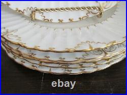 Royal Crown Derby England Set Of 6 Dinner Plate Flowers Roses Gold