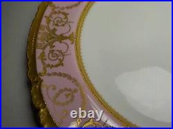 Royal Crown Derby For Tiffany 10'' Plate Pink & Raised Gold Encrusted Rare