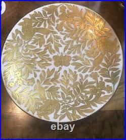 Royal Crown Derby Set of 14-24 Karat Gold Paste Dinner Plates Rare Butterfly