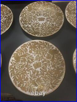 Royal Crown Derby Set of 14-24 Karat Gold Paste Dinner Plates Rare Butterfly