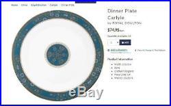 Royal Doulton #5018 Carlyle Blue Flowers & Gold 4 Pc 11 Dinner Plates 1972-2001