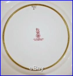 Royal Doulton Cobalt and Raised Gold Gorgeous Set of 10 Dinner Cabinet Plates