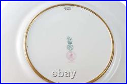 Royal Doulton Hand Painted Raised Gold Dinner Plate Set (6) with pink borders