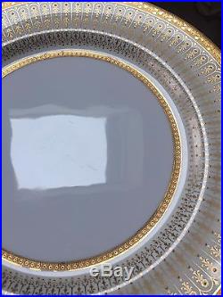 Royal Doulton RAISED GOLD ENAMEL ENCRUSTED FLORAL Dinner Plates Set of 12