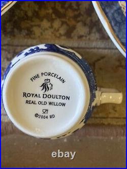 Royal Doulton Real Old Willow 45 pc Set White Blue Gold Tone Rings