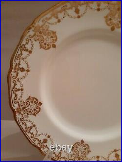 Royal Doulton Set Of 4 Dinner Plates, Gold Encrusted, Vintage