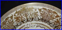 Royal Ivory Czechoslovakia Set of 12 Dinner Plates Ivory withHeavy Gold Filigree