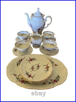 Royal Kent Poland Collection Dining Set, Rose garden with gold trim 24 Piece