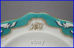 Royal Vienna Hand Painted Flowers Turquoise & Gold Monogrammed 9 1/4 Inch Plate