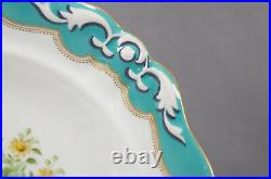 Royal Vienna Hand Painted Flowers Turquoise & Gold Monogrammed 9 1/4 Inch Plate