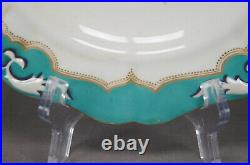 Royal Vienna Hand Painted Flowers Turquoise & Gold Monogrammed 9 1/4 Inch Plate