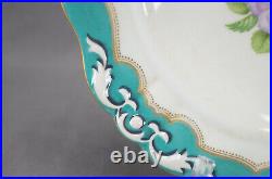 Royal Vienna Hand Painted Flowers Turquoise & Gold Monogrammed 9 1/4 Inch Plate