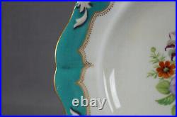 Royal Vienna Hand Painted Flowers Turquoise & Gold Monogrammed 9 1/4 Inch Plate