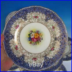 Royal Worcester Blue and Gold Flower Decorated 11 Dinner Plates 10 5/8