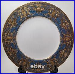 Royal Worcester C1780 Gold Encrusted Scrolls & Laurel Blue Dinner Plate