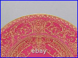 Royal Worcester C2050 Raised Gold Scrollwork & Red Ground 10 1/2 Inch Plate C