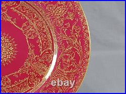 Royal Worcester C2050 Raised Gold Scrollwork & Red Ground 10 1/2 Inch Plate C