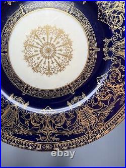 Royal Worcester Cobalt Blue & Gold Gilt 10.5 Dinner Plates Set/4 Rare & Vintage