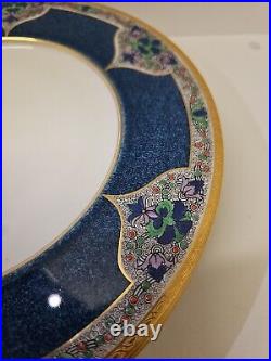 Royal Worcester Gold For Tiffany and Co Encrusted Powder Blue Rim set of 6 10.5
