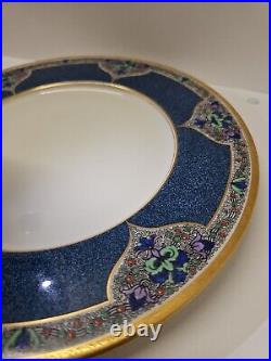 Royal Worcester Gold For Tiffany and Co Encrusted Powder Blue Rim set of 6 10.5