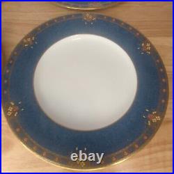 Royal Worcester Marshall Field's Chicago 4 Dinner Plates Blue Gold Red Rim VTG
