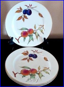 Royal Worcester Porcelain England Eveshan Gold Fruits Gold Trim Dinner Plates x3