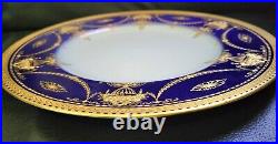 Royal Worcester Raised Gold Encrusted Jeweled Cobalt Dinner Plate Neo Classical