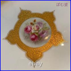 Royal Worcester Rose Bouquet Plate Platter 27.5cm Gold Ernest Phillips Antique