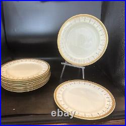 Royal cauldon england Gold Trim Swag Set Of 10 Dinner Plates 10 1/4 In